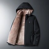 Riolio Hooded New Fleece Parkas Cotton Jacket Men's Cashmere Autumn Winter Windproof Warm Cardigan Thick Jacket Men's Hooded Jacket