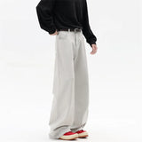 Riolio  White Jeans Men Straight Leg Drag Pants Classic Plain Denim Trousers Unisex Neutral Minimalist Jeans Wholesale Fashion 2025