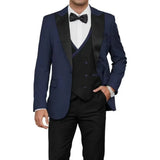 Riolio  Men's Luxury 3-Piece Tuxedo Suit Set with Peak Lapel Blazer Vest And Pants for Business Party Wedding Prom