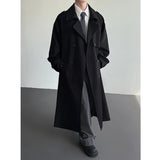 Riolio  New Loose Trench men Long coat Autumn fashion Double-breasted Caslua trench Unique cuff design Korean street windbreaker