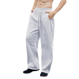 Riolio  Men Drawstring Waist Loose Straight Leg Wide Leg Sports Sweatpants With Pockets