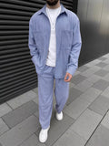 Riolio Spring and autumn 2025 new European and American men's corduroy long-sleeve jacket, fashion, casual and high-quality trousers