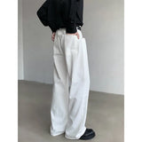 Riolio American Wide-leg Straight Jeans Men Loose Casual Denim Trousers Neutral White Jeans Streetwear Pure Color Men Women Jeans Pants