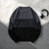 Riolio  Loose-Fitting Knit Sweater, Casual Versatile Striped Pullover, Men's Crew Neck Sweater, Men's Warm Clothing, Casual Everyday Wear Warm Sweater, Fashionable Design for Autumn and Winter, Casual Everyday Wear Warm Sweat