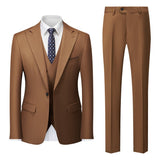 ( Jacket + Vest + Pants ) Solid Color Office Business Formal Men's Suit Three Piece Set Groom Wedding Dress Party Tailcoat