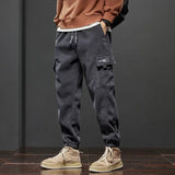 Riolio Spring Autumn Men's Elastic Waist Casual Pants Stretch Straight Drawstring Harem Jogging Sports Trousers Fashion Male Clothing