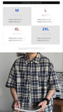 Riolio  New Men's Color-blocking Retro Plaid Shirt Lapel Teenager
