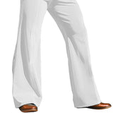 Riolio  Men's Striped Corduroy Wide Leg Flared Pants Casual Loose Fit Button Elastic Waist Lightweight Breathable Retro Trousers S-3XL