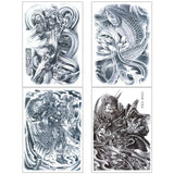 Riolio Full Back Large Tattoo Sticker Waterproof Temporary Tattoos Carp Lotus Dragon Buddha Fake Tatoo Body Art Painting For Men Women
