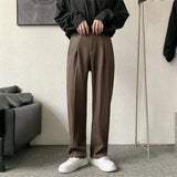 Riolio Brown/Black Suit Pants Men Fashion Society Mens Dress Pants Korean Loose Straight Casual Pants Mens Office Formal Trousers S-3XL