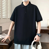Riolio  Men's Top Trendy T-shirt Spring Summer High Quality Fashionable Minimalist Solid Color Polo Shirt Versatile Comfortable Casual