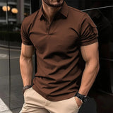 Riolio  Men's Slim-Fit Short Sleeve Polo Shirt with Tops Arm Pocket Tees