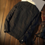 Riolio Men Winter Autumn Jacket Denim Inner Fleece Thicken Winter Jeans Jacket Coat Men's Turn-down Velvet Jacket Mens Fur Parkas