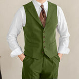 Riolio  Men Vest White Collar Vintage With Lapel Single Button Waistcoat For Wedding Groom Banquet Temperament Slim Men Suit Vest