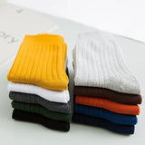 Riolio Autumn Winter Pure Color Mens Socks Cotton Warm Black and White Happy Socks Male Gifts for Men EUR 39-44