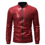Riolio Shiny Sequins Sparkle Bomber Jacket Men Newest Gold Glitter Striped Zipper Mens Jackets And Coats Party Dance Show Clothes