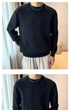 Riolio  New Korean Retro Men Basic Sweater Luxury Knitted Solid Color O Neck Long Sleeve Pullover Casual Slim Premium Quality Knitwear