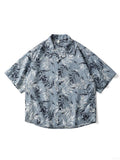 Riolio  Spring and Summer New Men's Short Sleeved Floral Shirt Cardigan Hawaii Style Loose Men's Short Sleeved Shirt