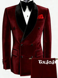 Riolio  Man Velvet Slim Fit Suits 2 Pieces Dancing Wear Handsome Classic Suit Set For Men Wedding Birthday Outfit Plus Size Party