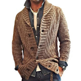 Riolio New Style Solid Color Sweater for Men in Autumn and Winter, Retro Lapel, Knitted Long-sleeved Cardigan Sweater Coat S-3XL