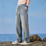 Riolio  Men Summer Fashion High Quality Lyocell Fabric Jeans Men Elastic Waist Casual Denim Pants Baggy Trousers Male Oversized M-4XL