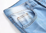 Riolio  Men Fashion Street Style Ripped Skinny Jeans Vintage Wash Solid Denim Trouser Mens Casual Slim Fit Pencil Denim Pants Hot Sale