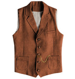 Riolio  Vintage Business Formal Wedding Vest with Pockets, Retro Office Party Sleeveless Jacket Office Party Slim Fit Business Waistcoa