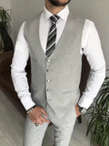 Riolio  3 Piece Suits for Men Light Gray Notch Lapel Single Breasted Business Wedding Tuxedo Chic Formal Casual Blazer+Vest+Pant