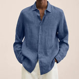 Riolio  Men's Clothing Autumn and Winter New Temperament Versatile Fashion Splice Button Lapel Long Sleeve Solid Color Commuting Shirt