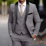 Riolio  3 Pieces Black Set Customized Business Formal Men Suit Groomsman Wedding Party Prom Male Tuxedos