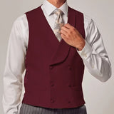 Riolio  Men Vest Sky Blue Solid Color Double Button With Lapel Waistcoat For Wedding Groom Business Formal Banquet Work Men Suit Vest