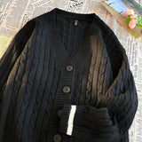 Riolio Autumn Winter New Solid Color Fried Dough Twists Wool Cardigan Men's Fashion Loose Comfortable Knitting Long Sleeve Warm Clothes