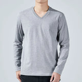 Riolio  Large Size 100% Cotton T-Shirt Men and Women Oversized V-Neck Long Sleeve Autumn Bottoming Shirt Plain Loose Unisex Basic Tee