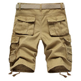 Riolio  Summer Cotton Cargo Shorts Men Multi Pocket Solid Color Mens Casual Shorts Fashion Military Knee Length Short Pants No Belt