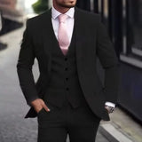Riolio  Pink Luxury Men Suits Terno Slim fit 3 Piece Jacket Pant With Vest Groom Wedding Tuxedo Costume Homme Formal Occasion Terno