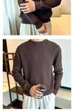 Riolio  New Korean Retro Men Basic Sweater Luxury Knitted Solid Color O Neck Long Sleeve Pullover Casual Slim Premium Quality Knitwear