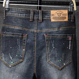 Riolio Streetwear Ripped Jeans Men's Fashion Retro Dilapidated Personality Straight Paint Spot Graffiti Denim Trousers Male