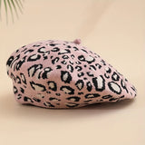Riolio  Leopard Print Beret Hat, Autumn Winter New Vintage British Japanese Fashion Warm Versatile Painter Cap
