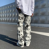 Riolio Printed jeans men Spring Tie dye Jeans Fashion trend Denim Trousers Korean Style High Street Straight Hip Hop Jean Pants man