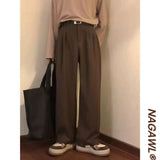 Riolio Retro Japanese Sle y Straight Leg Pants Men's Women's Caramel Brown Draped Casual Loose Summer Long Trousers Trendy B...