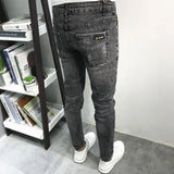 Riolio Spring Autumn Kpop Fashion Men's Denim Jeans Casual Slim Long Pants Korean Solid Black Boyfriend Designer Luxury Jeans