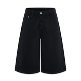 Riolio  100 Cotton Cotton Jeans Classic Black White Baggy Wide Leg Calf-Length Short Denim Pants Summer Loose Comfortable Casual Clothes