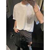 Riolio  New Men Clothing Texture Cooling T Shirts for Men Summer Short Sleeve Breathable Loose Casual Mens T Shirts Oversized Streetwear
