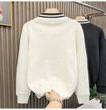 Riolio New Korean Fashion Men Cardigan Coat Light Luxury Trendy Knit Zipper Long Sleeve Sweater Jackets High Quality Patchwork Knitwear