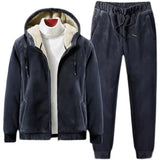 Riolio Hooded Sweat shirt+Pant 2-piece Sets Men Set Sports Suit Fleece Thickened Sportswear Casual Men Tracksuit Winter male Tracksuit