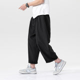 Riolio Men's Summer Thin Casual Pants Japanese Loose Ice Silk Wide Leg Pants Quick-drying Sports Pants Black Gray 3XL 4XL 5XL