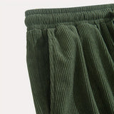 Riolio  New Arrival Men's Corduroy Shorts Casual Drawstring Elastic Waist Knee Length Loose Fit Beach Shorts for Male Summer Streetwear