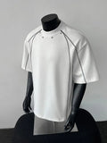 Riolio  American High Street Bright Line T-shirt Short-sleeved Men's Summer Loose Round Neck Drop Rotator Sleeve Top