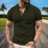 Riolio WELL DRESSED MEN Summer Men's POLO Shirt Daily Casual Waffle Pattern High-quality Fashionable Short Sleeved Men's Standing Neck T-shirt