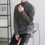 Riolio Spring Autumn Winter Solid Casual Plush Turtleneck Men's Loose Bottom Double Faced Velvet Sweater Simple Warm BigSize